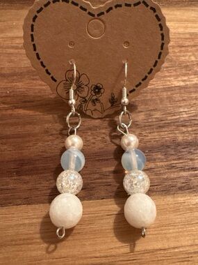 Handcrafted Pearl, Quartz & Opalite Drop Earrings